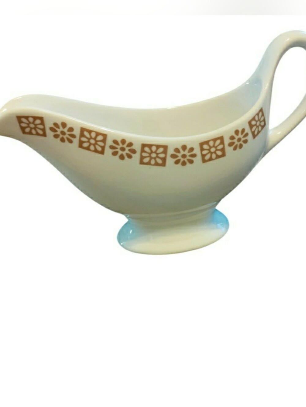 Shenango Pottery Ceramic Gravy Boat Daisy Dot MCM Retro